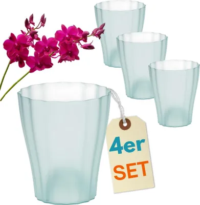 Produktbild von 4er Set Orchideentopf Transparent Orchideen Übertopf Pflanztöpfe Übertöpfe für Orchideen aus Kunststoff Innen Durchsichtig Elegant 16 cm glas