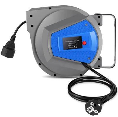 Productafbeelding van Automatische kabelhaspel - 15 m + 1 m - Wand- en plafondmontage - 180 graden draaibaar - Spatwaterdicht - 1500 W