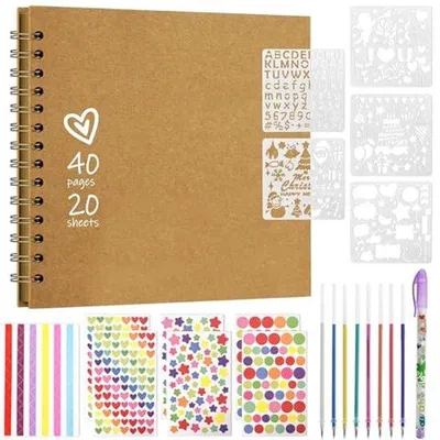 Zdjęcie produktu dla Ultiluxe Album na zdjęcia - Scrapbook Album - DIY Fotoksiążka - 40 Stron - Twarda oprawa - Z naklejkami - Kreatywne akcesoria - Rozmiar 18 x 18 cm - B