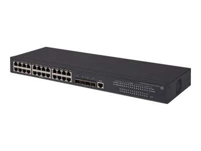 Produktbild von Hewlett Packard Enterprise FlexNetwork 5130 24G 4SFP+ EI, IEEE 802.3, IEEE 802.3ab, IEEE 802.3u, gemanaged, L3, Gigabit Ethernet (10/100/1000), 1U, Schwarz
