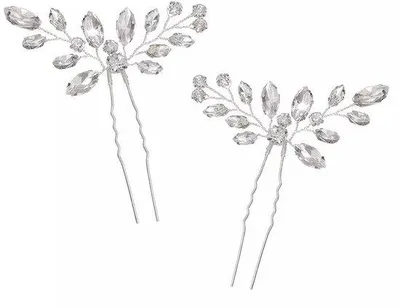Produktbild von Kristallhaarziereln - Hochzeit Haaraccessoires - Braut Haarziereln - Handgefertigt mit Strass - 2 Stück - Silber