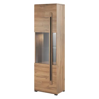 Produktbild von Masseno Vitrinenschrank TULLIA 204 x 60 cm Modern Wohnzimmer Vitrine mit Tür Eichefarben / Eichefarben