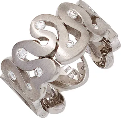 Produktbild von JOBO Damen Ring 585 Gold Weißgold mattiert 10 Diamanten Brillanten Goldring Größe 56