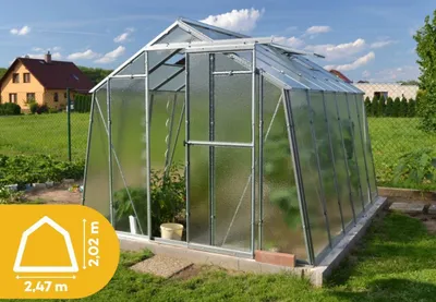 Produktbild von LIMES Gewächshaus GLAS – 4 mm – Breite 2,47 m x 4,47m + Dachrinne + Verzinkter Rahmen + EU Qualität