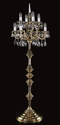 Produktbild von Casa Padrino Luxus Barock Kristall Stehleuchte Antik Messing Ø 56 x H. 152 cm - Prunkvolle Messing Stehlampe mit Böhmischem Kristallglas - Barock Kristall Leuchten - Barock Möbel