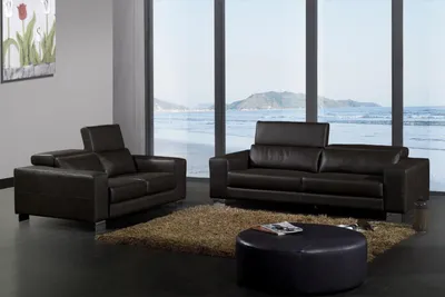 Produktbild von Set Ledersofa Couch Wohnlandschaft 3+1+1 Sitzer Garnitur Design Modern Sofa Neu