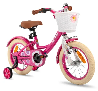 Produktbild von Kinderfahrrad Mädchen - 16 Zoll/40 cm Fahrrad - Alter 3–6 Jahre - Stützräder - Korb Klingel Gepäckträger - Rosa