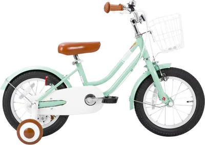 Productafbeelding van Kinderfiets, 18 inch (46 cm) – Met stabilisatorwieltjes, mand, spatborden en kettingbeschermer – Groen