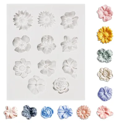 Immagine prodotto di Mini stampo in silicone a forma di fiori, con 11 cavità, ideale per decorazioni in fondant e torte