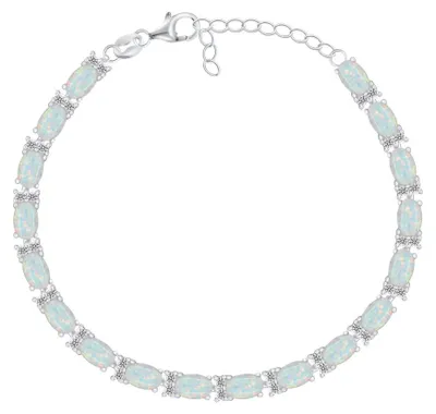 Produktbild von Funkelndes Silberarmband mit synthetischen Opalen BRC140W
