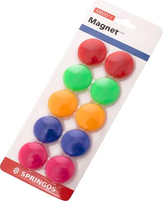 Produktbild von SPRINGOS Magneten für Whiteboard Zubehör 10 Stück Memoboard, bunte Magneten 30 mm, Haftmagneten für Kühlschrank