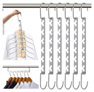 Produktbild von Kleiderbügel Platzsparende rutschfeste Schrank Organizer 6 Stück aus Metall für Schwere Kleider L26cm
