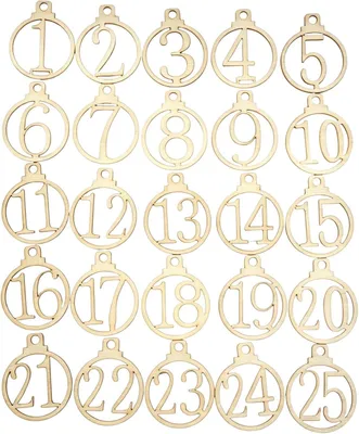 Produktbild von Holz-Adventskalender-Zahlen – Holz-Weihnachtsanhänger mit den Zahlen 1-25 für die Adventszeit