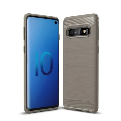 Produktbild von Samsung Galaxy S10 TPU Case Carbon Fiber Optik Brushed Schutz Hülle Grau