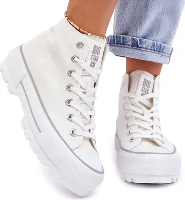 Produktbild von Hoch Plateau-Sneaker aus Stoff Big Star LL274156 Weiß 38