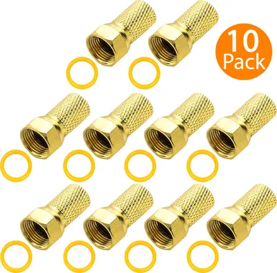 Produktbild von ORSEM 10x SAT F-Stecker Ø 6,8mm - 7,2mm Wasserdicht mit Gummidichtung Schraubbar für Koaxialkabel Antennenkabel Koaxial Kabel Vergoldet
