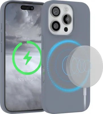Produktbild von EAZY CASE Silikon MagSafe Handyhülle kompatibel mit Apple iPhone 16 Pro Hülle mit Kameraschutz, Silikonhülle, Schutzhülle Grau