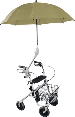 Produktbild von Rolko Protektor Rollatorregenschirm, Rollatorschirm, Rollatorsonnenschirm gelbgrau