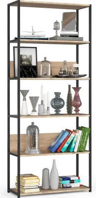 Produktbild von Akord Loft-Regal Aus Metall Schwarz/Eiche Sonoma 80X32X192 Cm