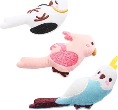Produktbild von Interaktives Katzenspielzeug mit Katzenminze im Inneren, süßes Vogeldesign, bissfest, Stressabbau, Zähneknirschen, weiches Katzenspielzeug aus Plüsch