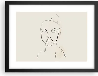 Produktbild von Gerahmtes Poster - Schwarzer Rahmen - Porträt Afro Skizze - 40x30 cm - Wand Bild - Wanddeko - Wandbilder - Kunstposter - Wandposter - Bilderrahmen - Bilder - Kunstdruck - P2BAA40x30-4489