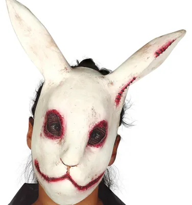 Productafbeelding van Horrorkonijnmasker, Halloween-kostuumaccessoire, enger dierenontwerp, griezelige decoratie, kleur: wit