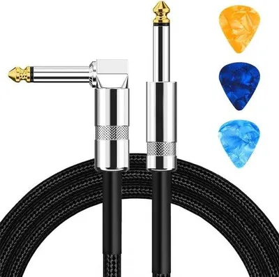 Productafbeelding van Gitaarkabel Gitaarsnoer - Audiokabel Instrumentenkabel - Muziek Maken - Vergulde Connectoren - 300 cm - Zwart