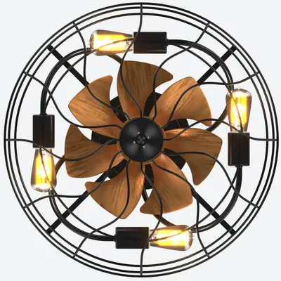 Imagen del producto de Ventilador de techo de 50 cm (20 pulgadas) con luz, que incluye 6 bombillas E26 (de las cuales 2 son de repuesto) y 6 velocidades de ventilación