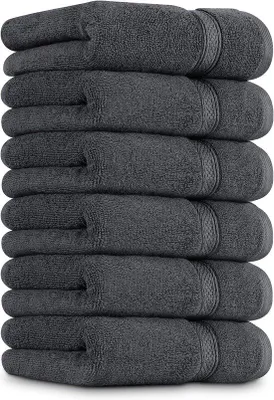 Obrázek produktu pro Uniqoos® Sada 6 ručníků – měkké a savé, rozměry 41 x 71 cm, 100% ringlisované bavlny, šedé barvy