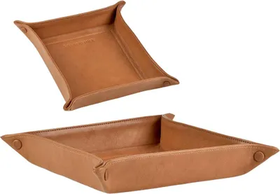Produktbild von Sonnenleder Ablageschale Leder 26x26cm Taschenleerer Schale Lederschale natur VIDE POCHE groß