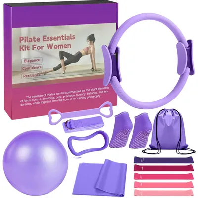 Productafbeelding van Pilatesset - 13-delig - Pilatesring en weerstandsbanden - Met draagtas