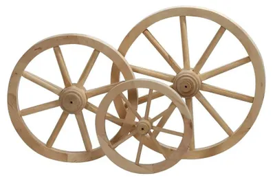 Productafbeelding van Decoratieve Wiel - Houten Wiel - Huis Decoratie - Onbehandeld Lindenhout - Diameter 30 cm - Houtkleur