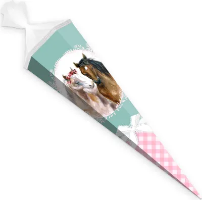 Produktbild von itenga Schultüte Pferde 85cm mit Tüllverschluss