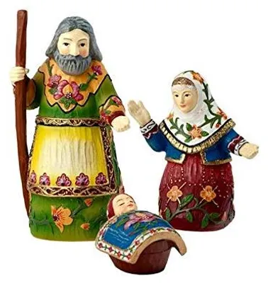 Krippe, 3-teilig, Kunstharz, 11 cm, mehrfarbig
