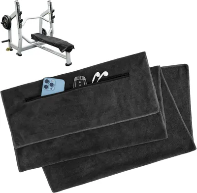 Produktbild von Mikrofaser-Fitnesshandtuch mit Reißverschlussfach, 120 x 50 cm
