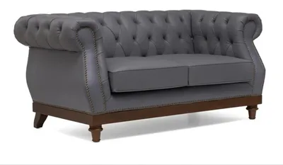 Produktbild von Klassische Leder Couch - Graue Chesterfield Stoff Sofa 2 Sitzer  Neu jvmoebel ®