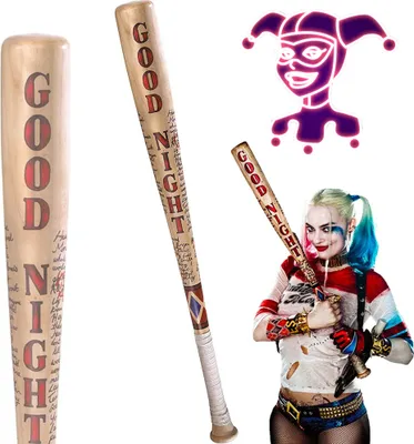 Produktbild von Harley Quinn Baseballschläger, Cosplay, 85cm, COMIC CON, Holz Baseballschläger, Halloween, Gift
