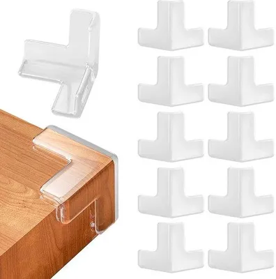 Zdjęcie produktu dla Ibenzoa® 12 samoprzylepnych osłon narożników – przezroczysty, PVC, ochrona krawędzi stołów o szerokości 32 mm, kształt litery "T", odporna na wodę i zabrudzenia, do użytku na krawędziach mebli i dla dzieci