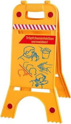 Produktbild von Warnaufsteller - Tröpfcheninfektion vermeiden ! - 308649/1 - Gr. 28 cm x 66 cm - Warnschild Aufsteller