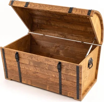 Produktbild von CREATIVE COOPER Rechteckige Holztruhe aus Massivholz | 180L Aufbewahrungskiste | Rustikaler Stil | Handgefertigt | Truhe mit Griffen 80x50x40 cm