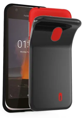 Produktbild von Cadorabo Hülle für Nokia 1 2018 Schutz Hülle in Schwarz Schutzhülle TPU Silikon Cover Etui Case