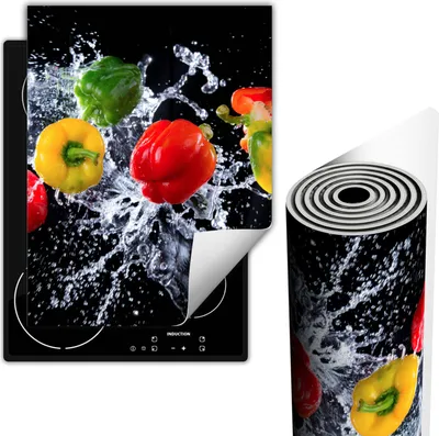 Produktbild von Herdabdeckplatten Glaskeramikkochfeld-Abdeckung 40x52 cm Anti Rutsch Matte Aufrollbar, Schwarz Paprika