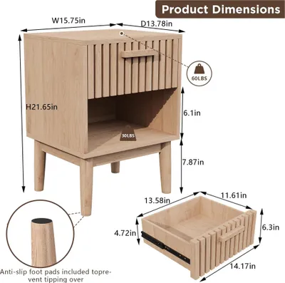 Image de Table basse 100x50x43 cm - Table rectangulaire pour salon, lot de 2 - Avec compartiments de rangement et tiroirs - En MDF, supportant jusqu'à 80 kg - Couleur bois