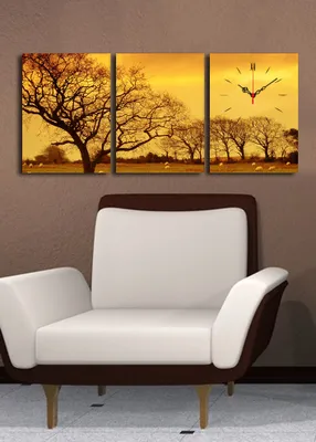 Produktbild von Opviq, 3P3040CSMOR- CLA3620, Bunt, Wanduhren, 96 x 40 cm, 100% Wildleder -Leinwand