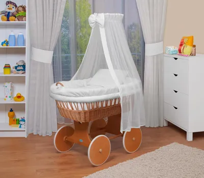 Produktbild von WALDIN Baby Stubenwagen-Set mit Ausstattung, XXL, Bollerwagen, komplett,Weiß,Gestell/Räder lackiert