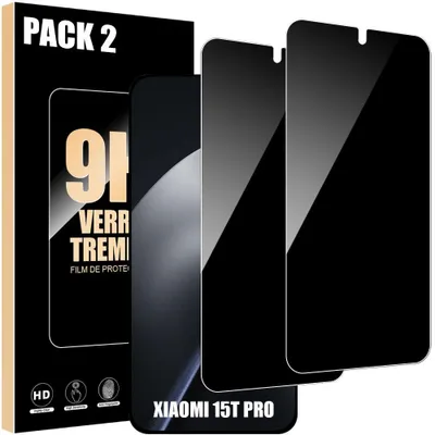 Image de 2 Vitre Protection Verre Trempé Anti-Espion pour Xiaomi 15T Pro - Protection 9H Rigide