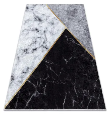 Zdjęcie produktu dla Dywan do prania MIRO 51330.804 Marmur, geometryczny antypoślizgowy - szary czarny 160x220 cm