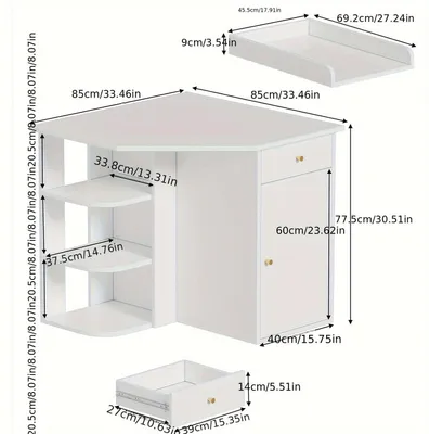 Produktbild von Eckschrank - Eckschrank - Nachttisch - Aufbewahrungsschrank - Bettkasten - 2 Schubladen und 3 offene Fächer