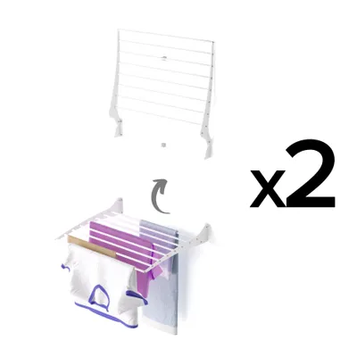 Produktbild von 2x Foxydry Fold – Klappbarer Wand-Wäscheständer für Bad, Balkon oder Terrasse