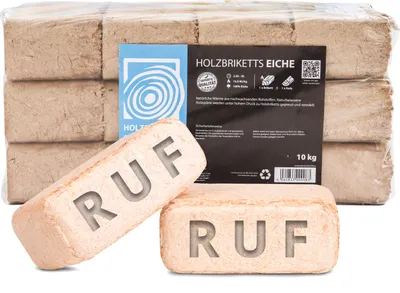 Produktbild von Holzbriketts RUF Eiche, 60kg, Brennholz Kamin Ofen Brikett Kohle Heizen Holz